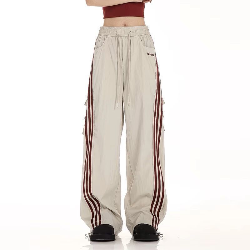 Baggy Fit Striped Cargo Track Pants