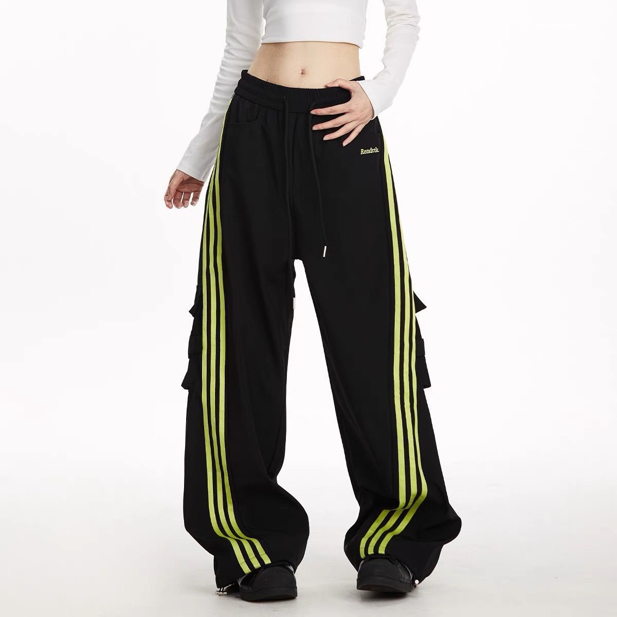 Baggy Fit Striped Cargo Track Pants