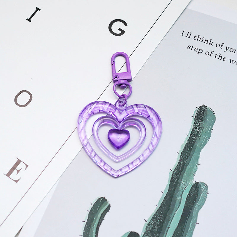 y2k purple heart retro love acrylic keychain