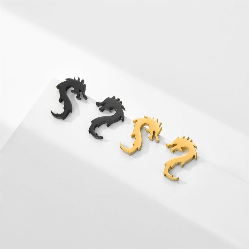 Stainless Steel Dragon Stud Earrings