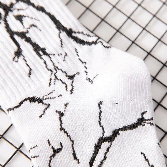 streetwear lightning bolt sparks crew socks