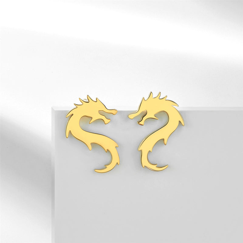 Stainless Steel Dragon Stud Earrings