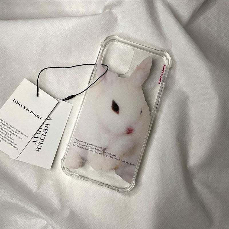 small white rabbit clear phone case