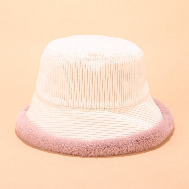 Corduroy Fur Bucket Hat