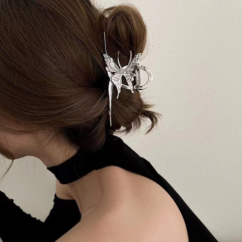 Silver Butterfly Hair Claw Clip