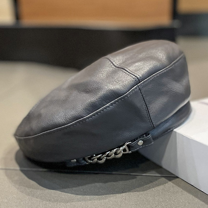 Liah PU Leather Chain Beret