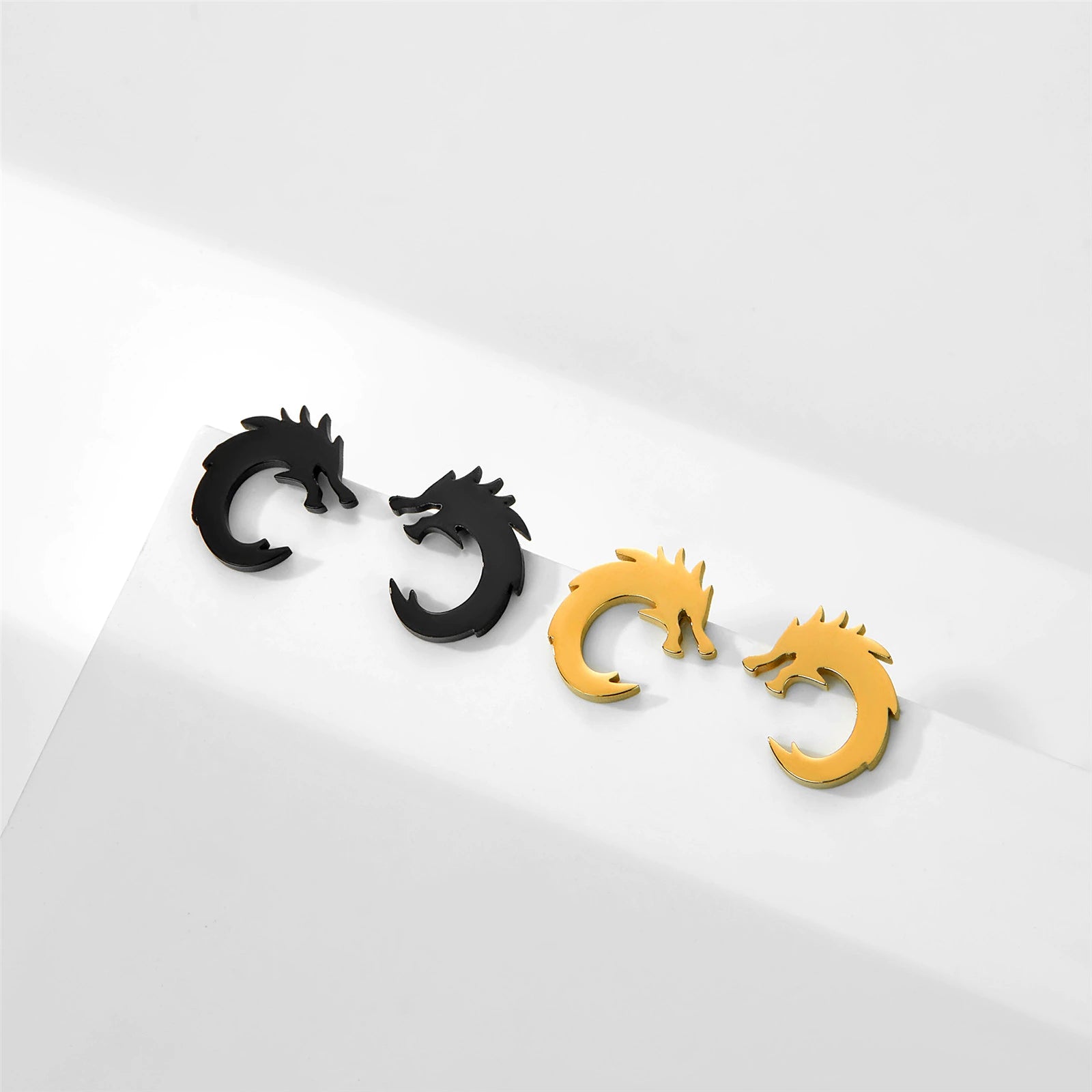 Stainless Steel Dragon Stud Earrings