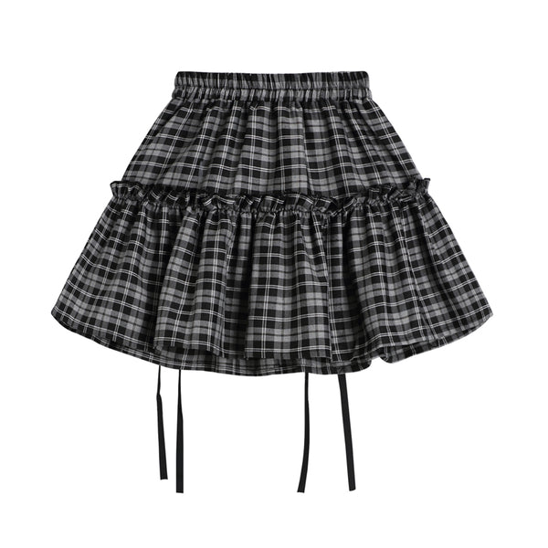 japanese kawaii anime girl plaid ruffle skirt