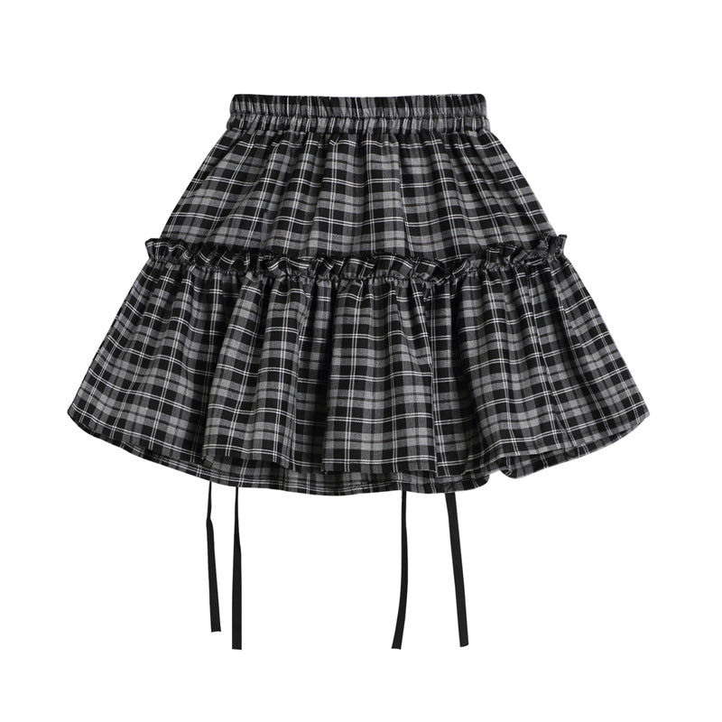 japanese kawaii anime girl plaid ruffle skirt