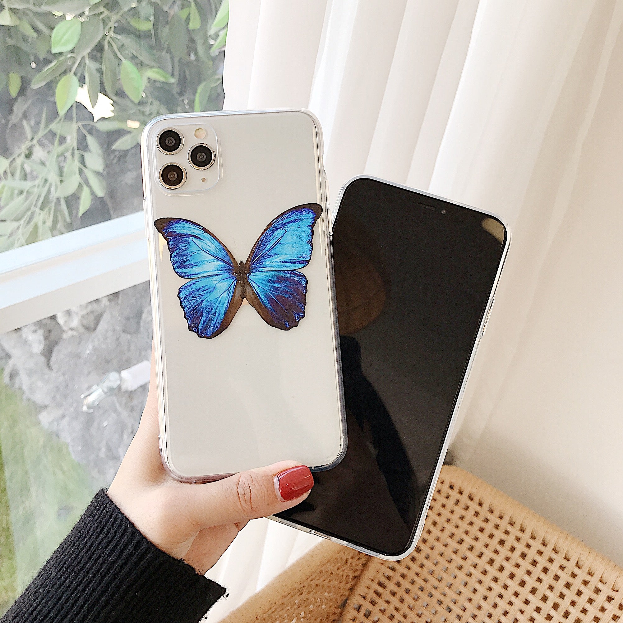 blue butterfly y2k aesthetic clear phone case