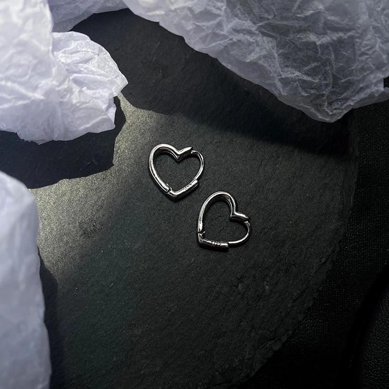  925 silver mini heart hoops