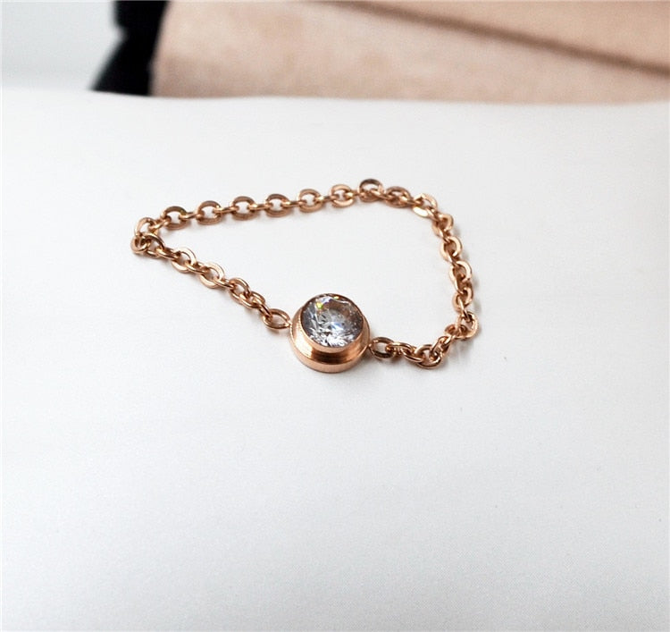 18k Rose Gold Plated Chain Ring