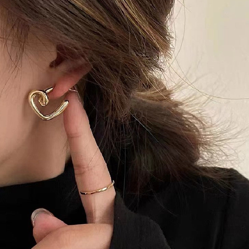 chic gold hoop earrings curly heart