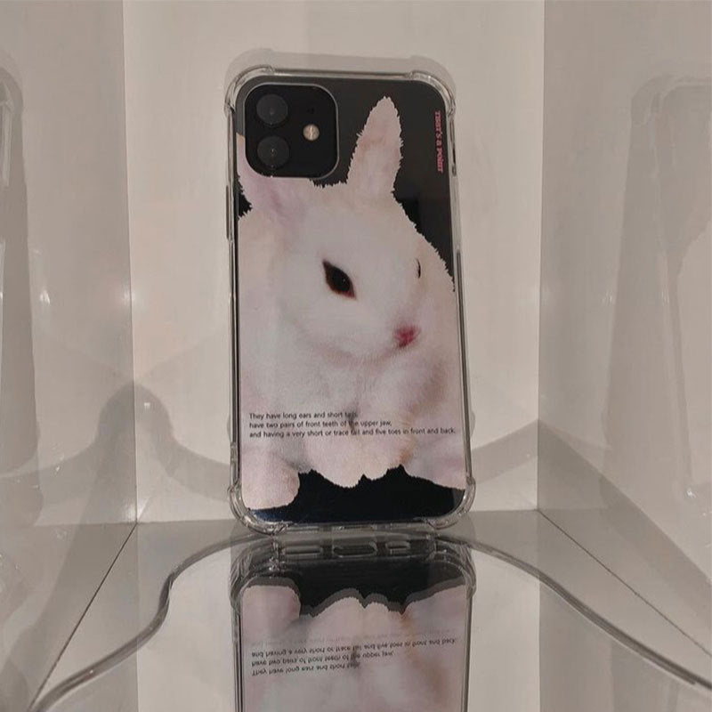 smol white rabbit clear phone case