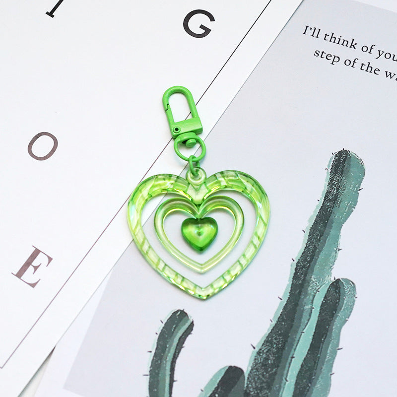 y2k green heart retro love acrylic keychain